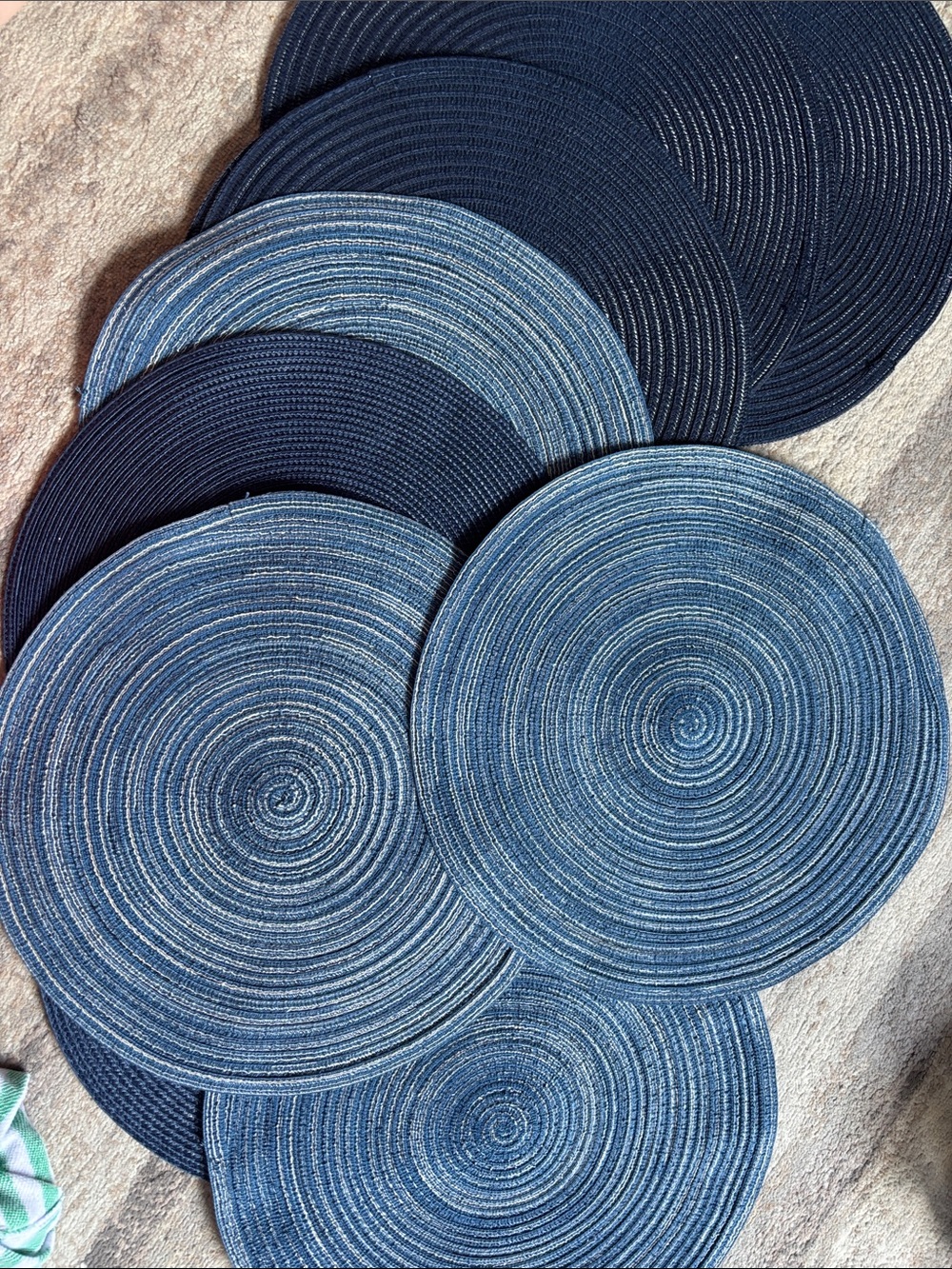 Blue Woven Round Placemats - All 12 included
